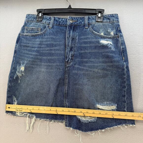 Vervet Denim Skirt Women's L Blue Claudia Raw Hem Mini Skirt Preppy Summer NWT - Picture 9 of 9